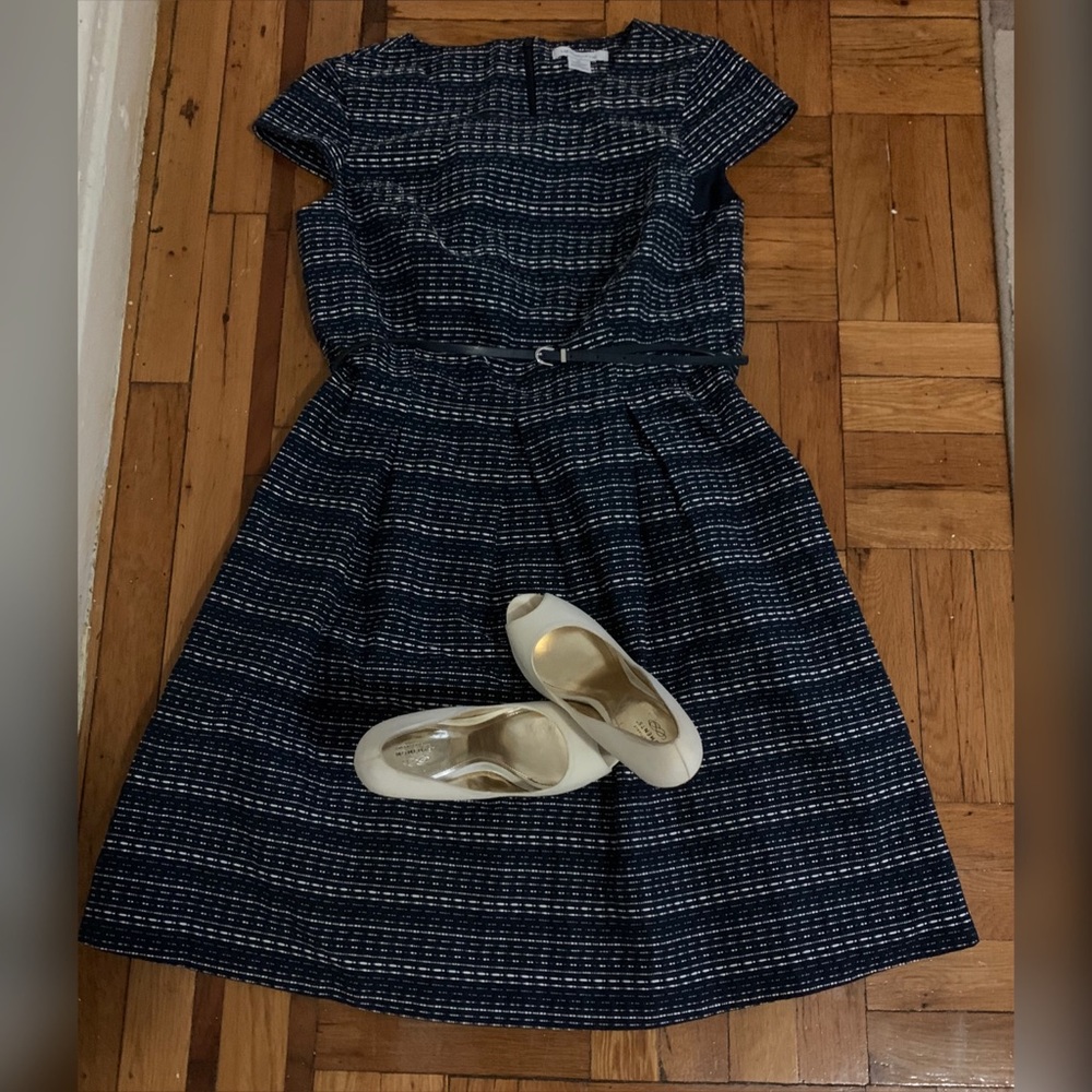 Liz Claiborne blue and white dress